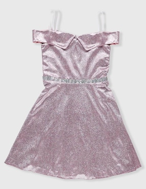 Vestido Pink & Violet hombros descubiertos para niña