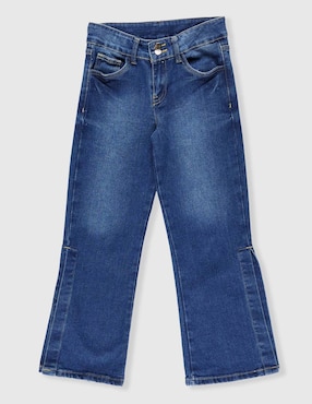 Jeans straight Piquenique deslavado para niña