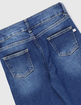 Jeans straight Piquenique deslavado para niña