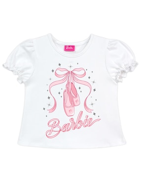 Playera Barbie manga corta para niña