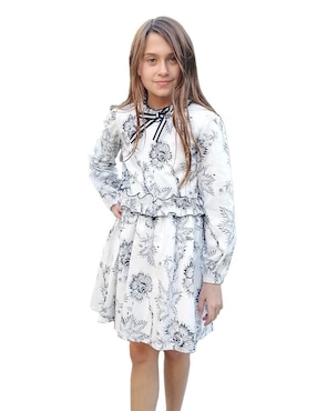 Vestido Carana Flor Marino manga amplia para niña