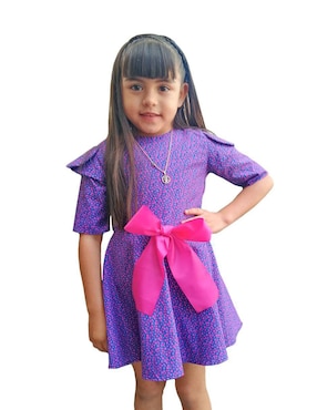 Vestido Carana Flor Maple manga tulipán para niña
