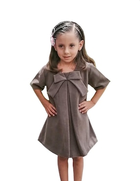 Vestido Carana Lana Taupe manga regular para niña