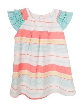 Vestido Carana Cambray A Rayas manga mariposa para niña