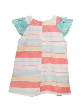 Vestido Carana Cambray A Rayas manga mariposa para niña