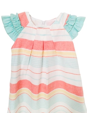 Vestido Carana Cambray A Rayas manga mariposa para niña
