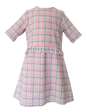 Vestido Crawling Forward 123 Cuadros Pastel manga regular para niña