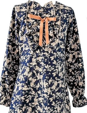 Vestido Carana Flor Beige manga con puño para niña