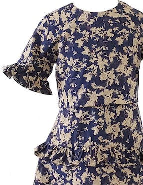Vestido Carana Flor Beige manga regular para niña