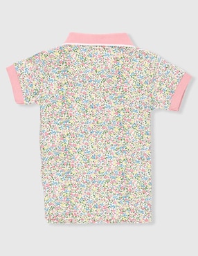 Playera tipo polo Ferrioni Almond de algodón para niña
