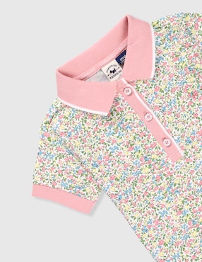 Playera tipo polo Ferrioni Almond de algodón para niña