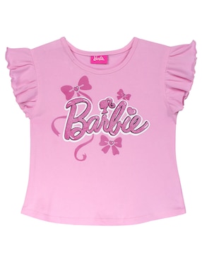 Playera Barbie manga corta para niña
