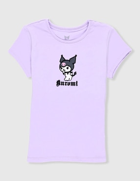 Playera Hello Kitty Kuromi manga corta para niña