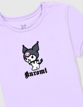 Playera Hello Kitty Kuromi manga corta para niña