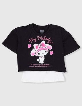 Playera Hello Kitty My Melody Sanrio manga corta para niña