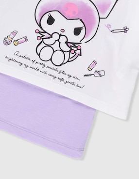 Playera Hello Kitty Kuromi manga corta para niña