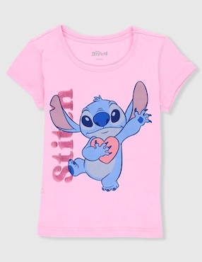 Playera Disney Stitch manga corta para niña