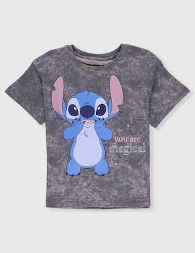 Playera Disney Stitch manga corta para niña
