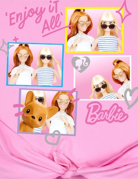 Playera Barbie manga corta para niña