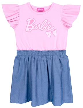 Vestido Barbie manga volantes para niña