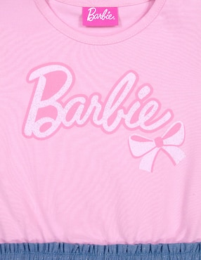 Vestido Barbie manga volantes para niña