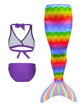 Traje de baño cola de sirena para nadar Mermaids 123 Funny Rainbow Scales para niña