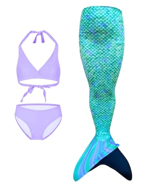 Traje de baño cola de Sirena para nadar Mermaids 123 Green Scales para niña