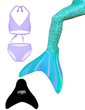 Traje de baño cola de Sirena para nadar Mermaids 123 Green Scales para niña