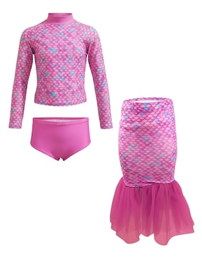 Traje de baño completo Mermaids 123 Pink Scales sirena para niña