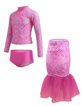 Traje de baño completo Mermaids 123 Pink Scales sirena para niña