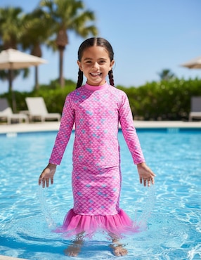Traje de baño completo Mermaids 123 Pink Scales sirena para niña