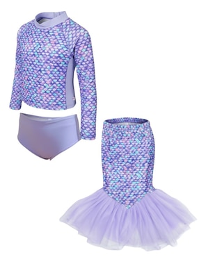 Traje de baño completo Mermaids 123 Purple Scales para niña