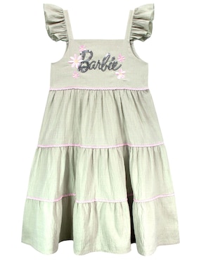 Vestido Barbie manga volantes para niña