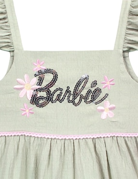 Vestido Barbie manga volantes para niña