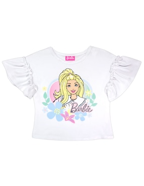 Playera Barbie manga corta para niña