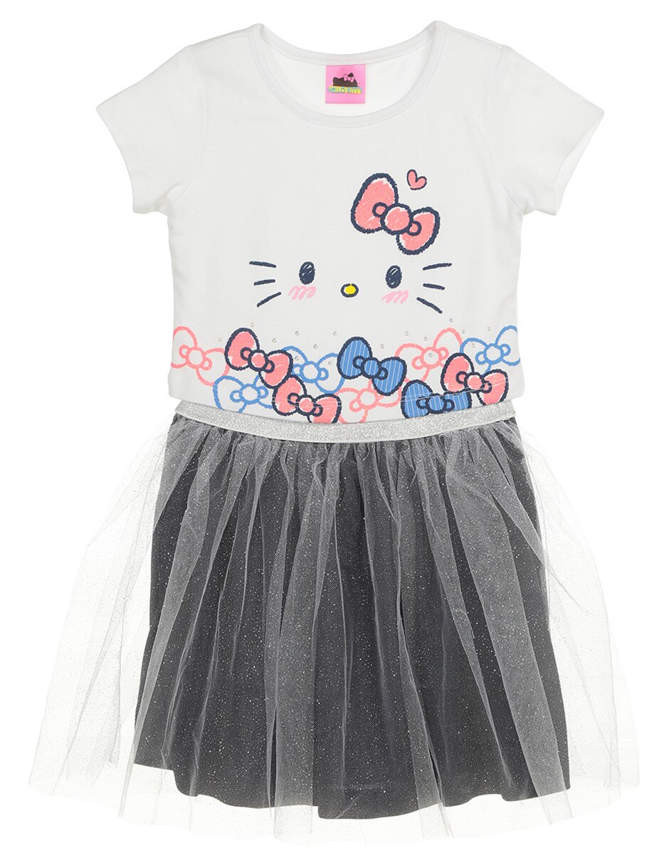 Vestido Hello Kitty manga regular con tul para niña