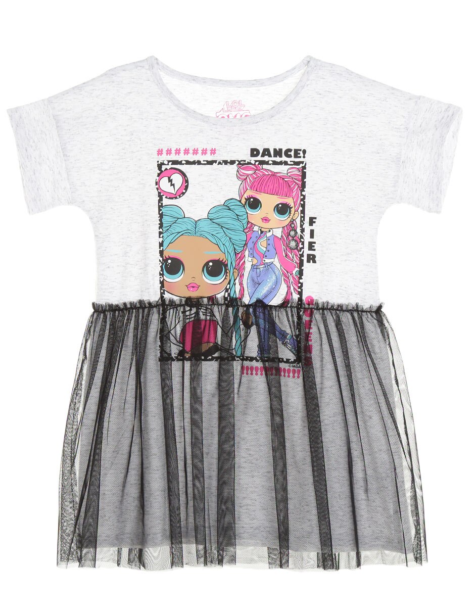 Vestido LOL manga corta con tul para niña Vestido LOL manga corta con tul para niña