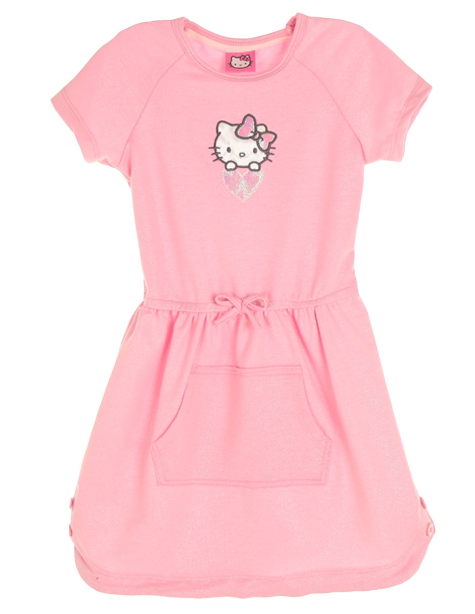 Vestido Hello Kitty manga corta con moño para niña