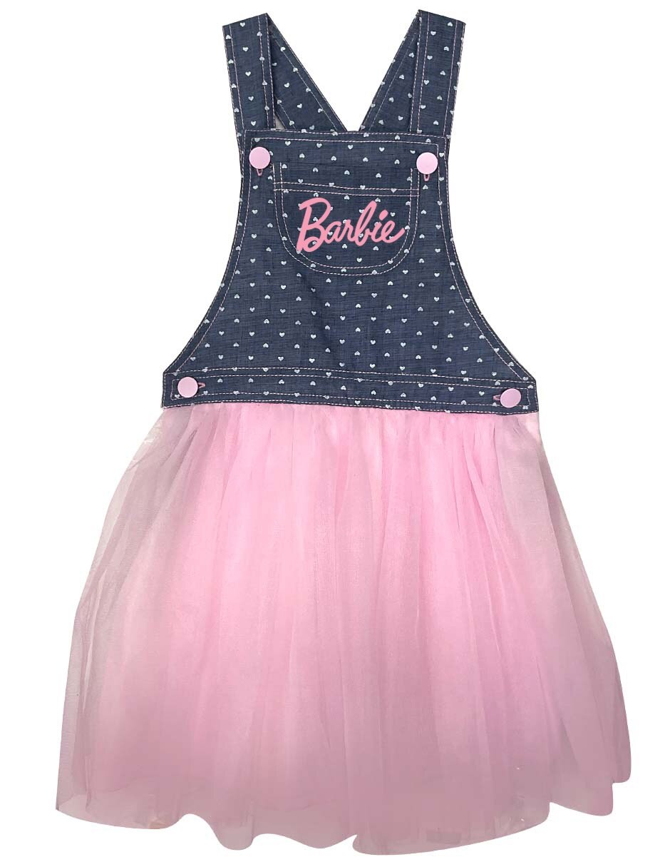 Vestido Barbie sin manga con botones para niña