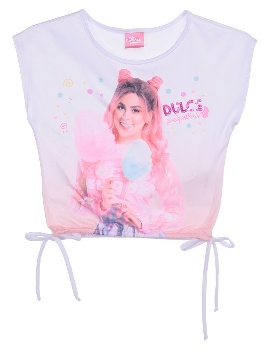 Playera Mis Pastelitos estampada manga corta para niña 