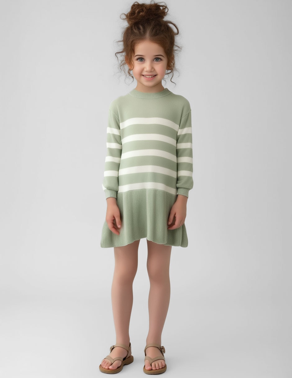 Vestido manga regular para niña