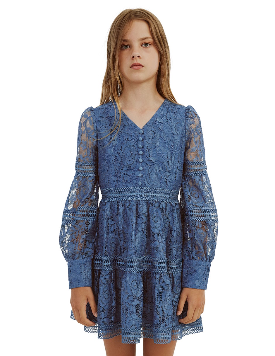 Vestido manga con puño para niña