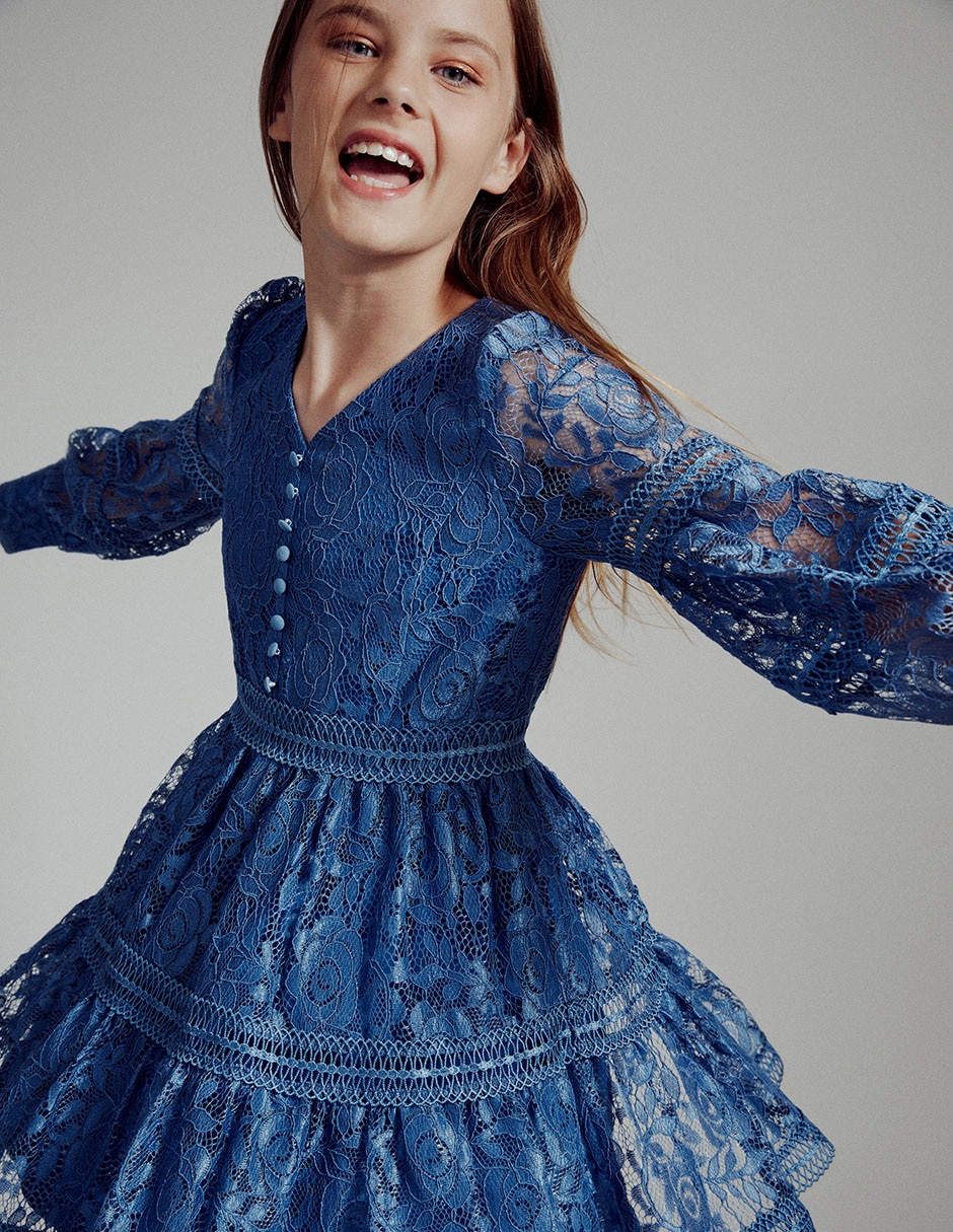 Vestido manga con puño para niña 8