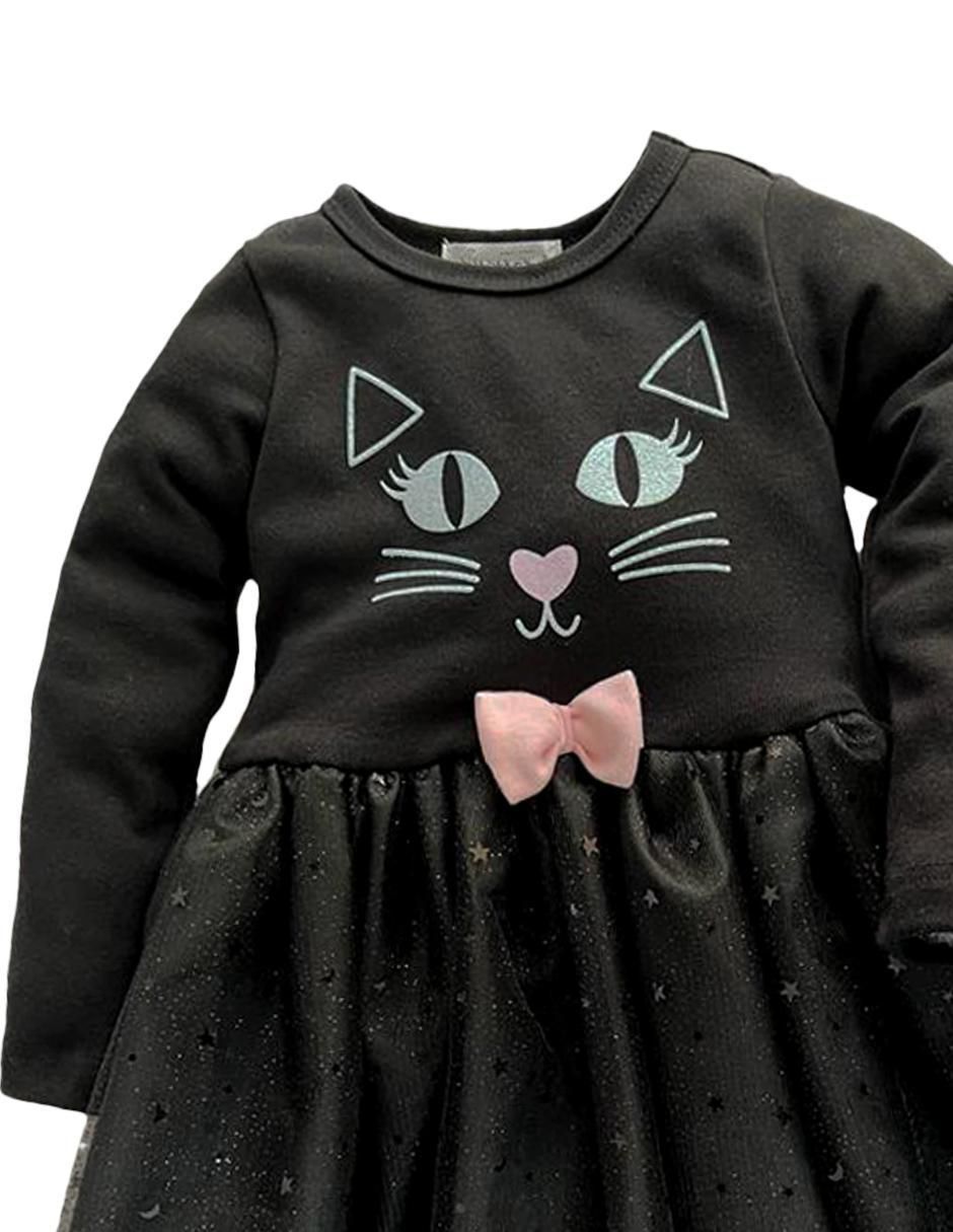 Vestido Gatita manga regular para niña 2