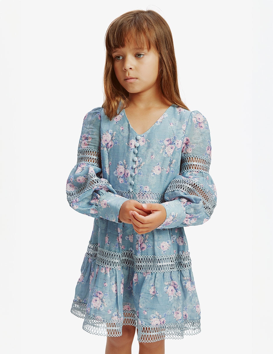 Vestido manga globo para niña 4