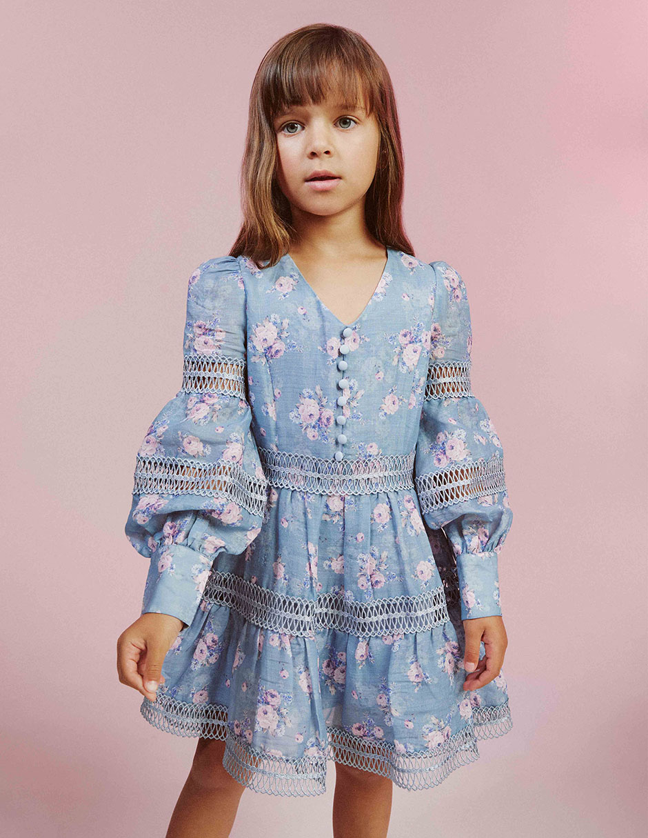 Vestido manga globo para niña 7
