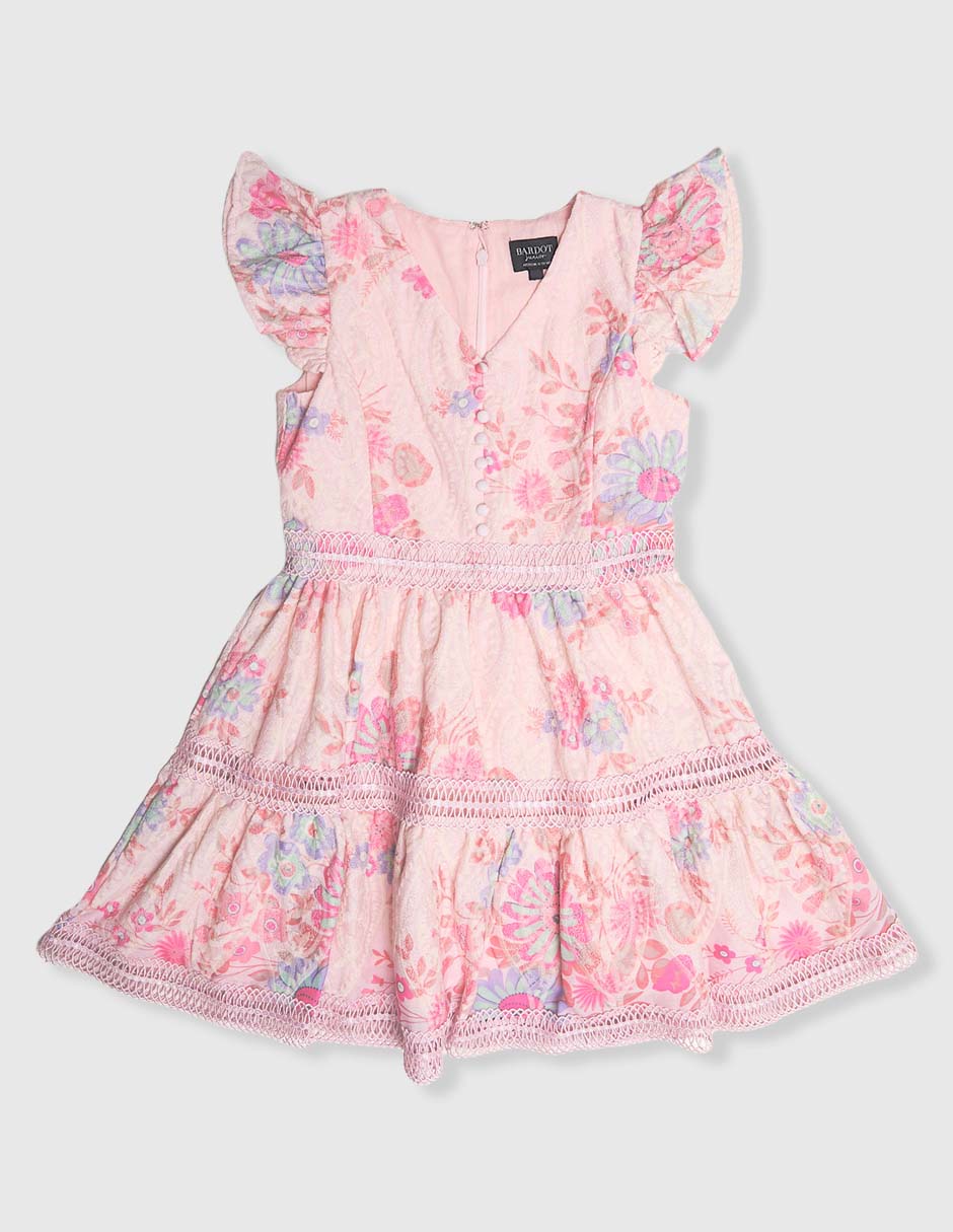 Vestido manga mariposa para niña Vestido manga mariposa para niña