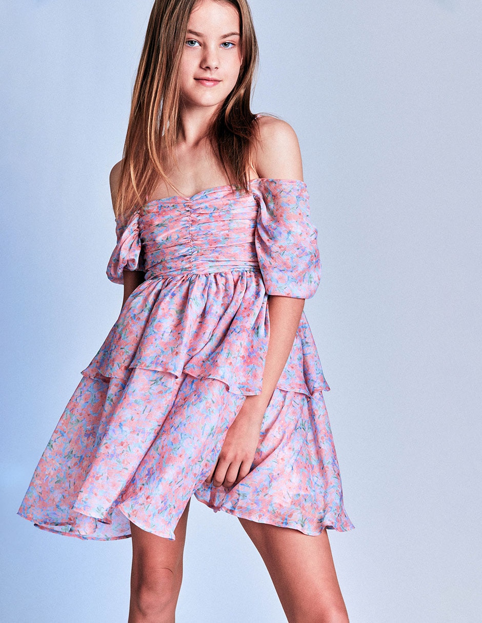 Vestido manga globo para niña 6