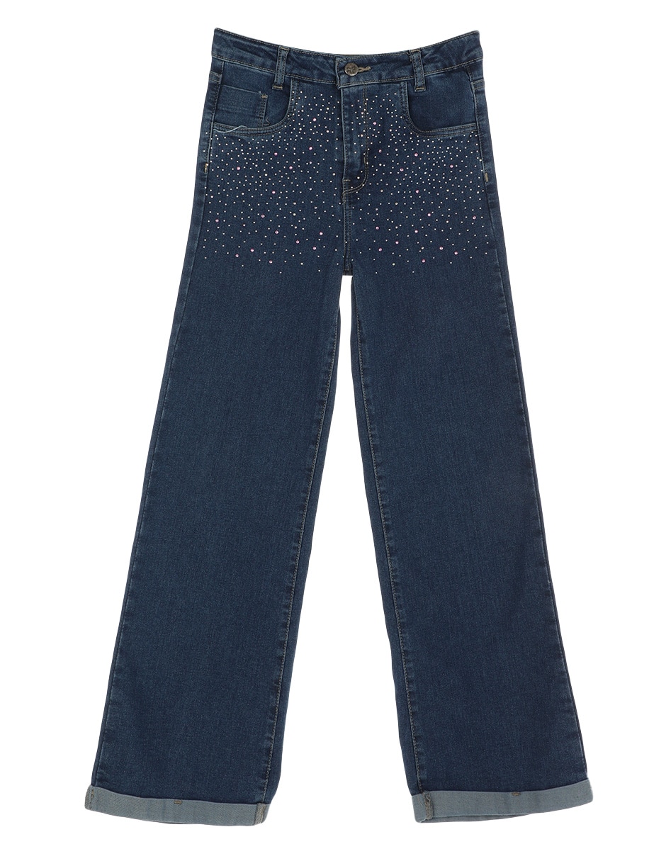 Jeans amplio lavado medio para niña
