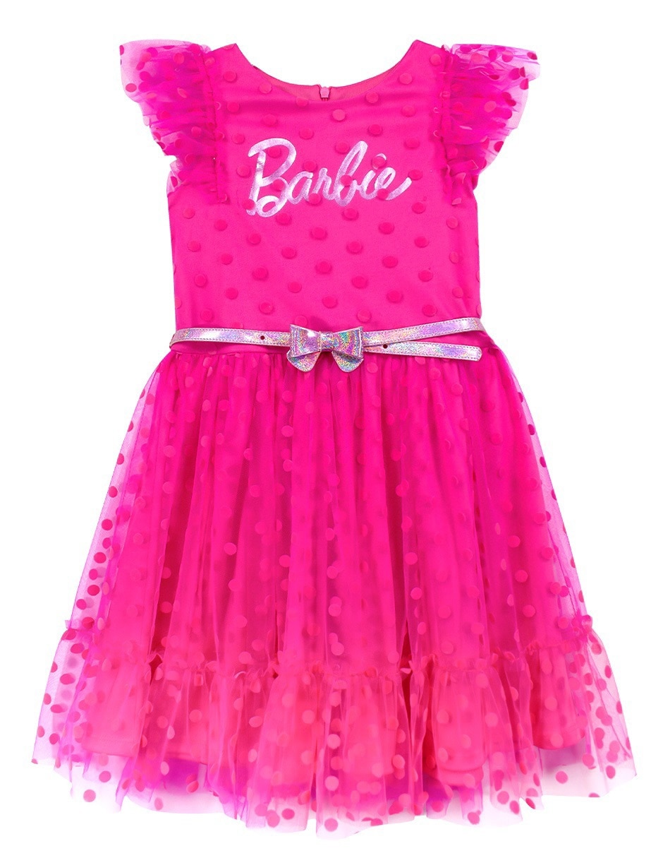 Vestido Barbie manga volantes para niña